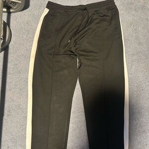 Divided Black Sweatpants with White Stripes